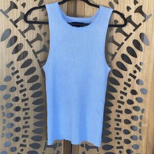 Light Blue Sleeveless Ribbed Sweater Top Sz M